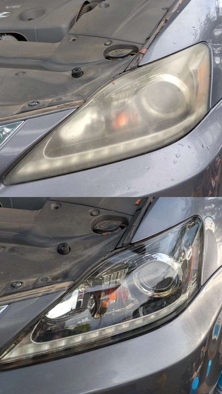 Real work: yellow cloudy headlight before restoration